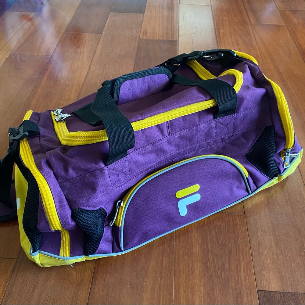 Fila purple and yellow duffel bag
